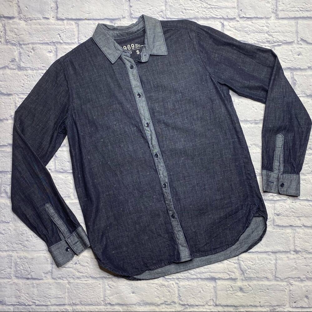 Gap 1969 Polka Dot Two Tone Denim Top